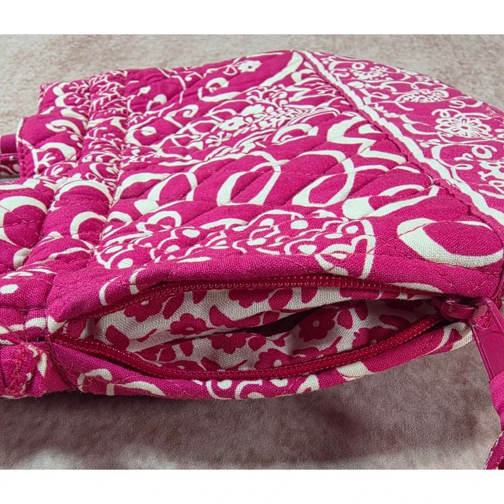 Vera Bradley Twirly Birds Pink Small Tote Handbag Quilted Cotton Floral Zip Top
